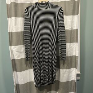 Sanctuary Black and White Striped Long Sleeve Dress